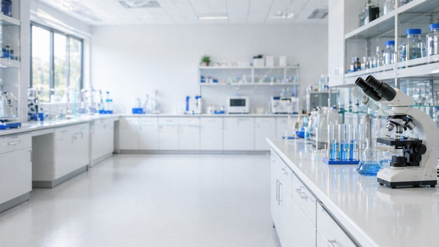 Peptid24 homepage hero image showing a modern laboratory workspace